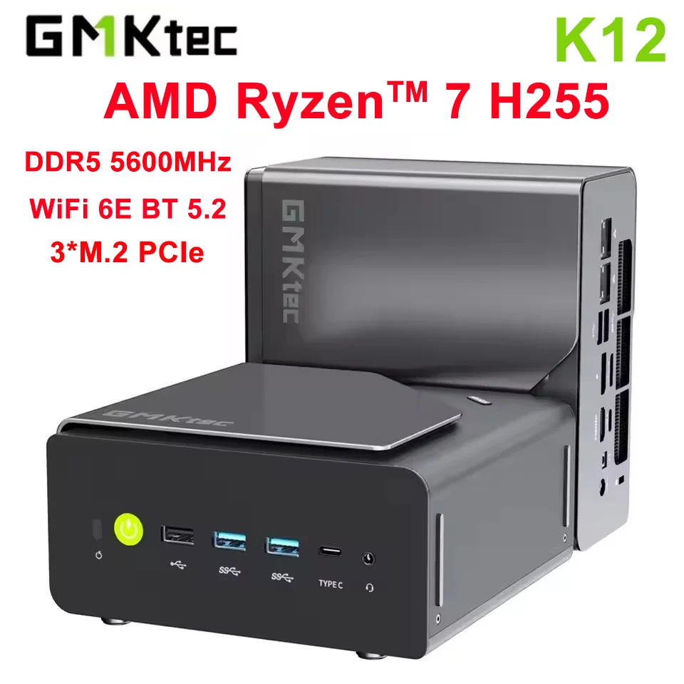 GMKtec NcuBox K12 MINI PC Ryzen 7 H255 DDR5 5600Mhz (Up to 64GB) PCIe4.0 Nvme SSD WIFI6E BT5.2 8K HD Mini PC Diy Gaming Computer