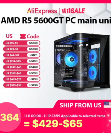 YEAH MAGIC Gaming Desktop AMD Ryzen 5 5600GT 3.9GHz 16GB(8G*2) DDR4 3200 1T NVME SSD ARGB 7 Fans Win 11 Home Gamer Desktop Compu