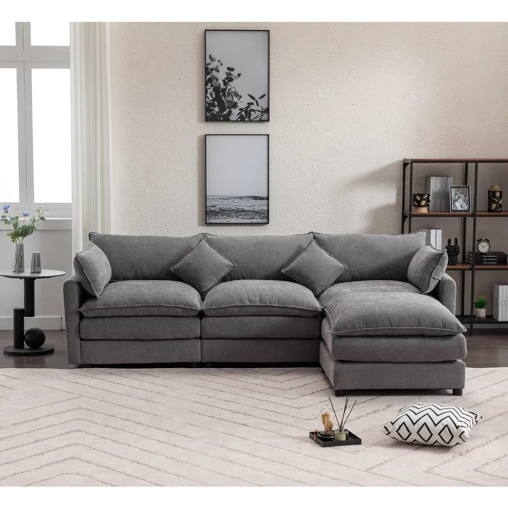 100.39" Sectional Sofas for Living Room, Modular L-Shaped Sectional Sofa with Moveable Chaise Modern Deep Seat Couches
