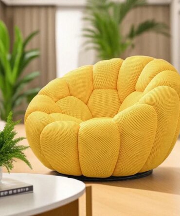 Single Seat Designer Pumpkin Lazy Sofa Balcony and Bedroom Can Lie Down and Recline Italian Minimalist Rochburg Football Sofa