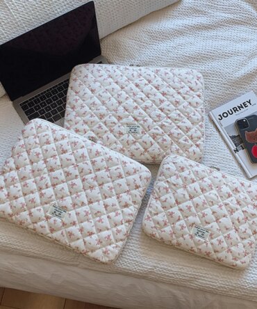 1 Pc Chic Flower Print Quilted  Laptop Bag 11 Inch/14 Inch/15 Inch Computer Bag Protection Case Laptop Sleeve Computer Case Bag