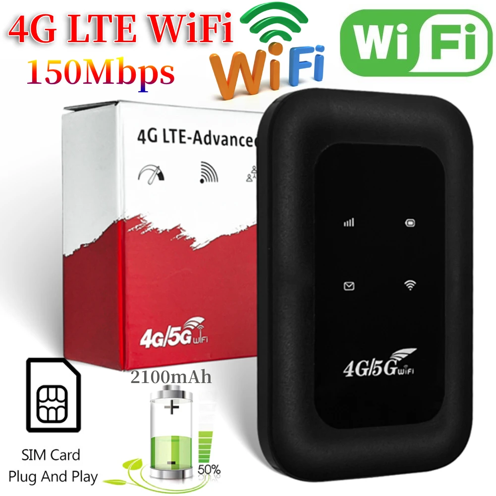 FM800 4G Lte WiFi Router Wireless 150Mbps Hotspot with SIM Card Slot Chip Portable Modem 3000mAh Mini Mobile Hotspot Plug & Play