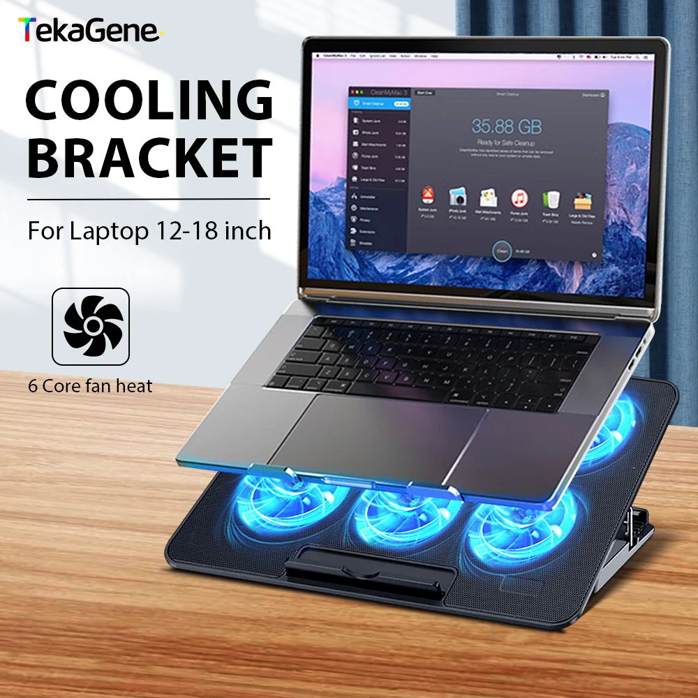 Laptop Stand 2 USB Ports For Notebook Compute PC Tablet Cooler Bracket Holder 18 Inch Cooling Pad Adjustable Macbook Accessories