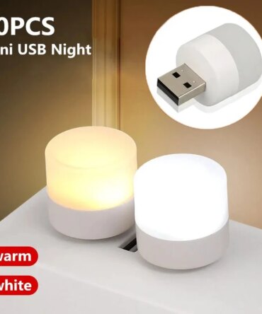 1/10Pcs Mini USB Night Light Warm White Eye Protection Book Reading Light USB Plug Computer Mobile Power Charging LED Night Lamp