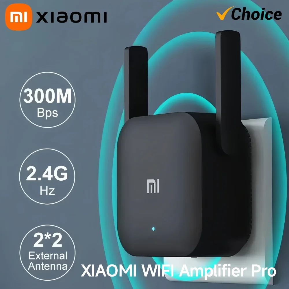 Xiaomi Pro 300Mbps WiFi Extender Booster 2.4G Wireless Repeater, Dual Antenna Network Signal Amplifier for Home Router Coverage