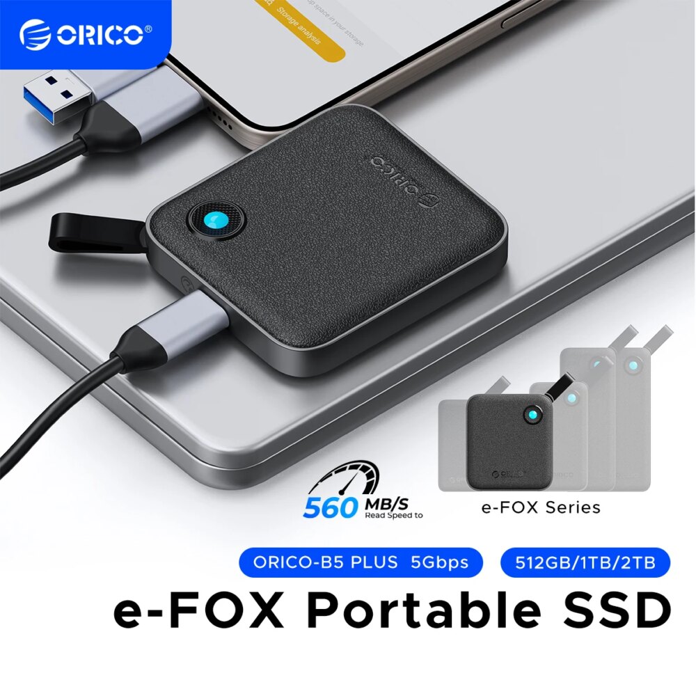 ORICO B5 PLUS Portable External Solid State Drive External Hard Drive USB 3.2 Gen2 SSD for iPhone 15/Pro Windows Mac Lightweight
