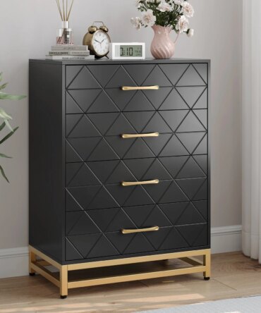 Wooden Dresser for Bedroom, Dressers & Chest of Drawers with 4 Drawer, Wood nightstand for Storage and Organization