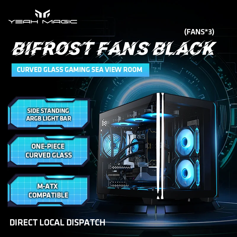 Yeah magic BIFROST Case Sea View Room Gaming Computer Desktop M-ATX ITX Motherboard Double-Sided Tempered Glass PC Gamer CASE