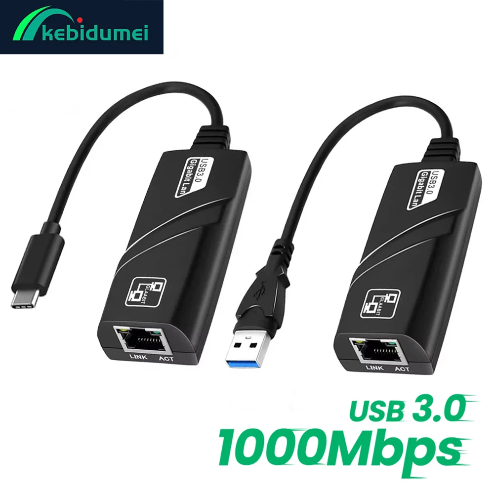 Kebidumei 10/100/1000Mbps USB3.0 Wired Network Card USB To Rj45 Lan Ethernet Adapter Converter for PC Laptop MacBook Accessories