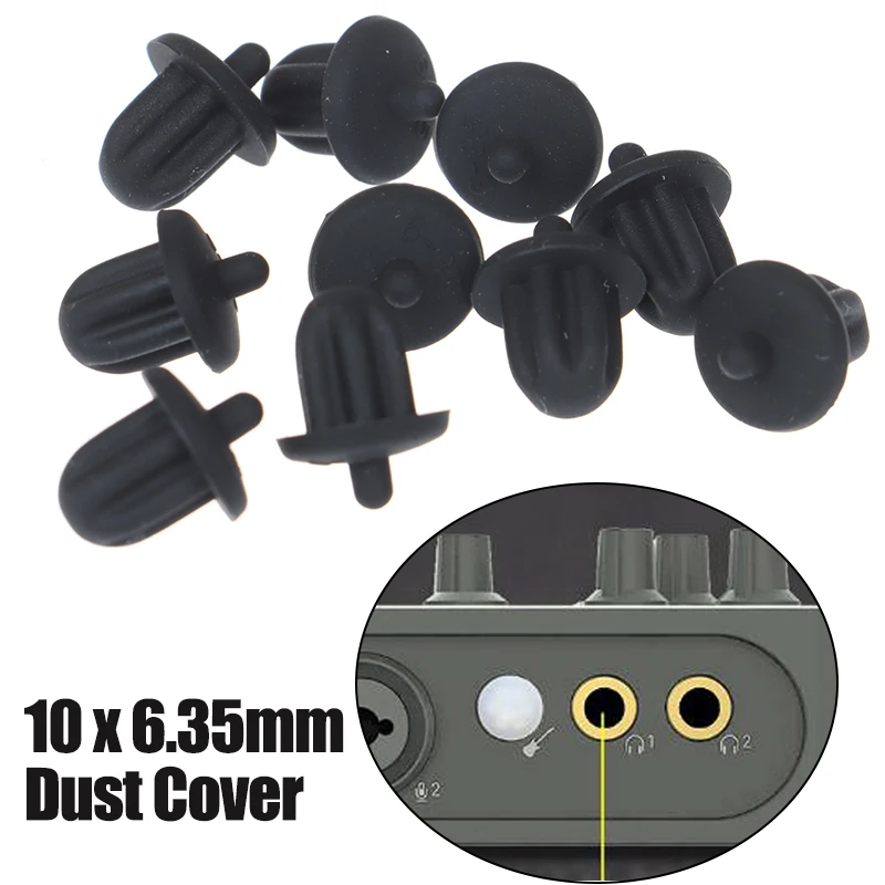 10pcs Black Rubber 6.35mm Audio Jack PC DVD Microphone Socket Dust Cover