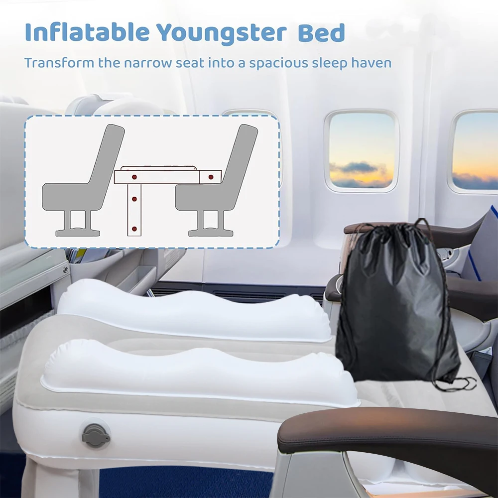 Infant Inflatable Mattress Kids Car Rear Car Mat Foldable Airplane Mattress Outdoor Travel Thickened Flocking Air Mattress