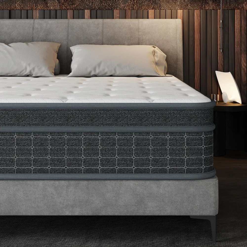12 Inch King Mattress in a Box, Individually Pocketed Springs, Pressure Relief, Motion Isolation, Provides Support