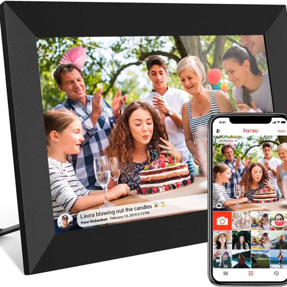 32GB FRAMEO 10.1 Inch Smart WiFi Digital Photo Frame 1280x800 IPS LCD Touch Screen,Best Christmas gift for friends and family