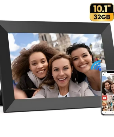 10.1” WiFi Digital Photo Frame, IPS Touch Screen, 32GB Storage, Gravity Sensor Support, Photo/Video Sharing via Secure Free Apps