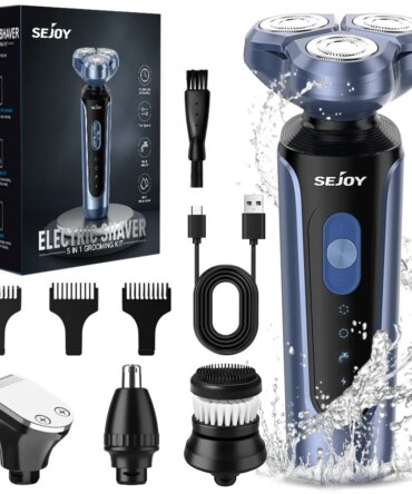 Sejoy 5 in 1 Men's Electric Razor for Men Nose Hair Trimmer Electric Hair Clipper Rechargeable with Beard Trimmer