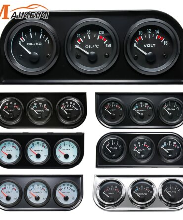 52MM 3 In 1 Oil Pressure Gauge + Volt meter + water temp gauge Kit Volt meter with sensor Oil Temperature Gauge Triple Meter