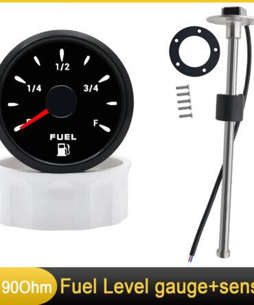 52mm Fuel Level Gauge + 0-190 ohm Fuel Float Sensor 7 Color Light Oil Tank Meter Indicator For Car Boat Marine RV Yacht