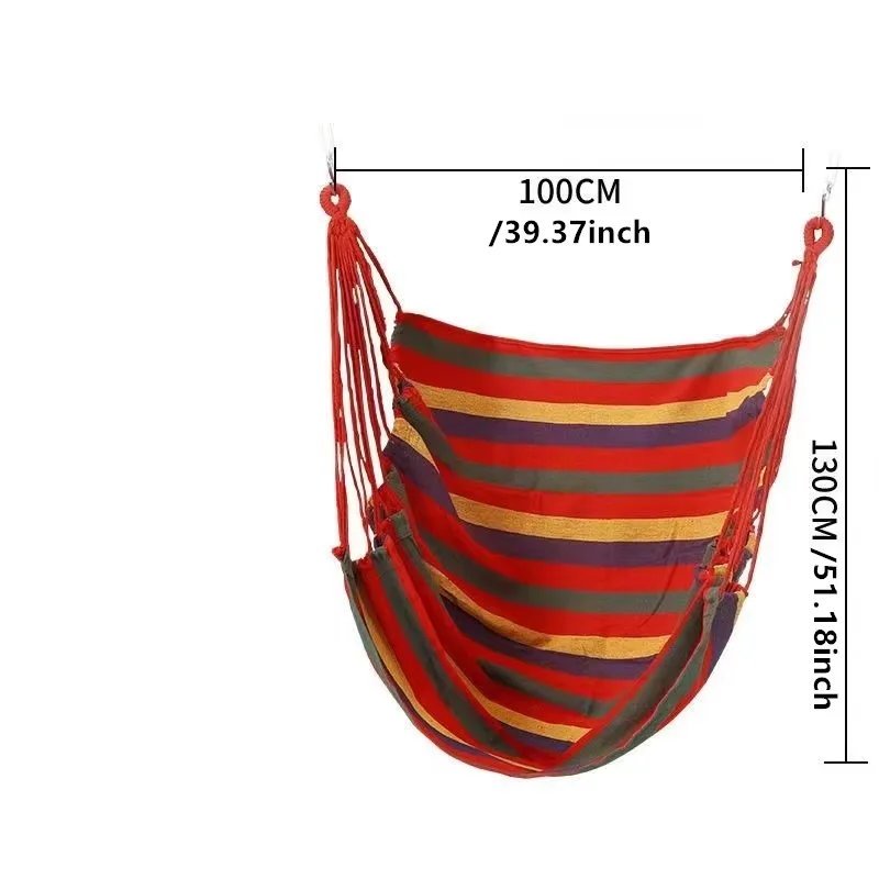 Outdoor Thickened Canvas Hammock Camping Outdoor Swing Net Hed Anti Rollover Striped Hanging Chair Hammock - Image 3