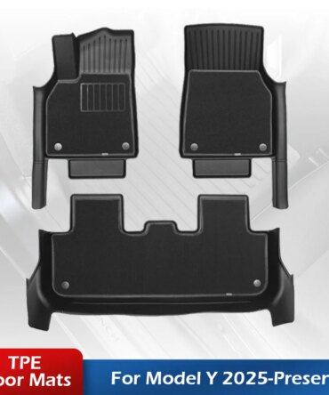 Floor Mat with Door Sill Strip For 2025 Tesla Model Y Juniper Launch All Weather TPE Trunk Cargo Liner Boot Mat Backrest Pad