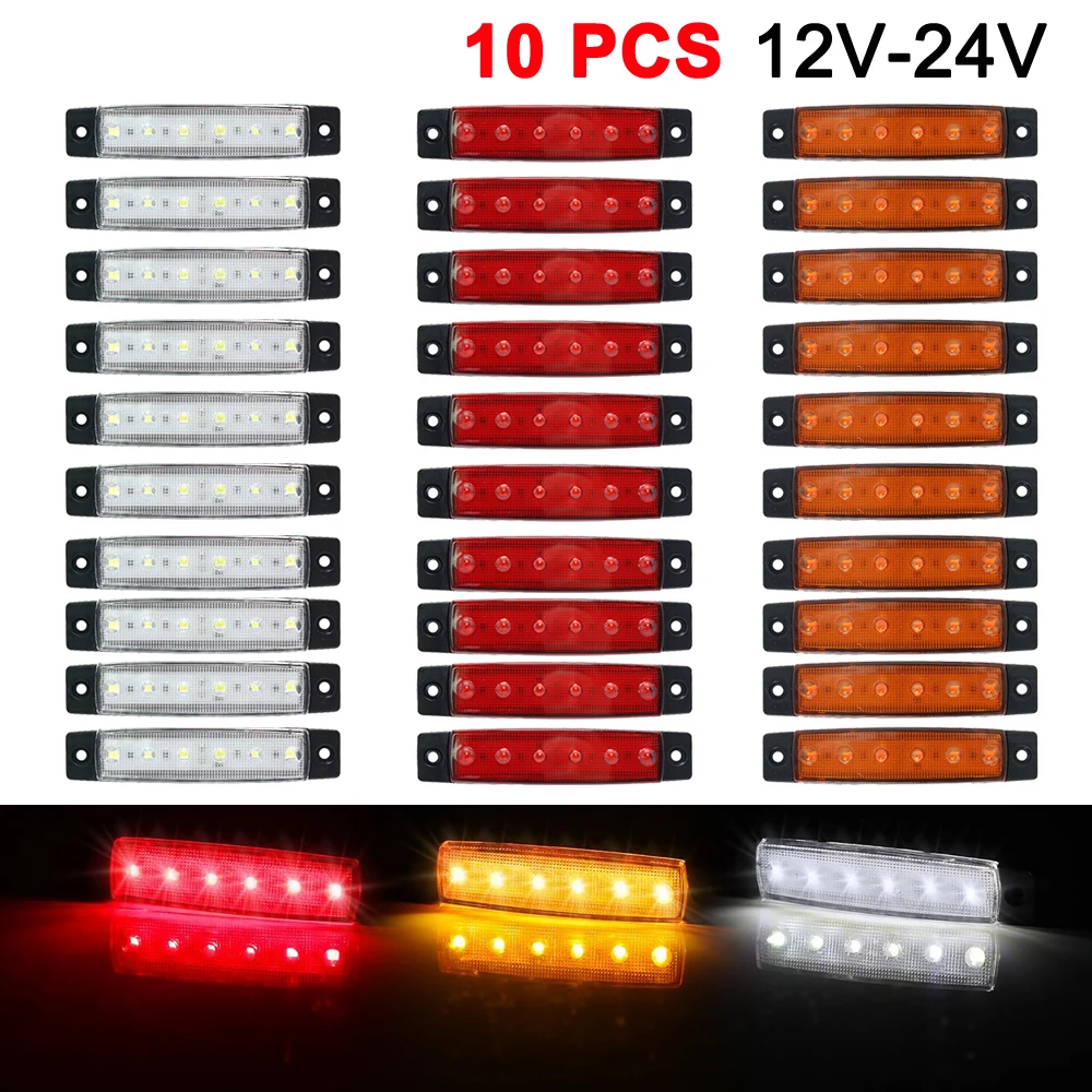 10 PCS Car External Turn Signal LED Lights 24V 12V Auto Bus Truck Lorry UTE Trailer Tail Warning Lamp Brake Indicator Lights