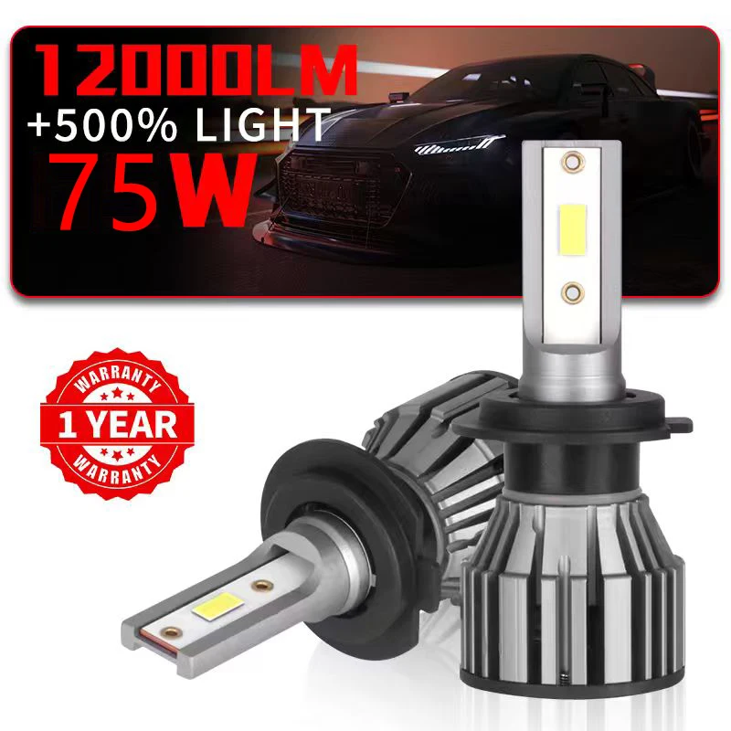 2PCS H7 H4 LED Car Headlight Bulbs H1 H11 HB3 9005 HB4 9006 9012 White LED Fog Lights 120000LM Turbo Fan Car Light Lamp 12V 24V