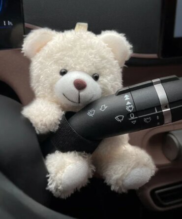 New Soft Panda Car Doll, Funny Cartoon Gear Shift Knob Cover Anti-Skid Dashboard Ornament for Automotive Interior Decor