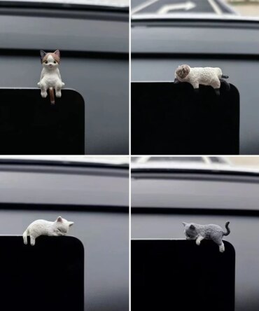 Funny Sleeping Cats Car Center Console PVC Ornaments Navigator Screen Rearview Sleeping Kitten Ornaments Decoration Car Figurine