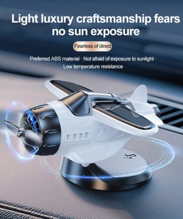 Car Solar Airplane Ornaments 360 Rotary Creative Car Center Console Powered Aircraft Ornaments Car Interior Decor Accessories