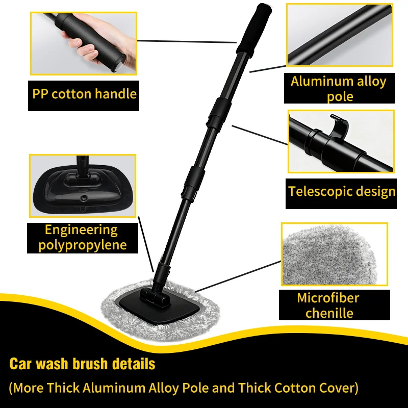 New Car Wash Mop Cleaning Brush Telescoping Long Handle Cleaning Mop Retractable Bent Bar Car Wash Brush Car Cleaning Tools - Image 4