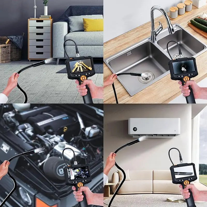 Endoscope Camera with 4.3 Inch IPS HD Screen Borescope Camera HD1080P with 8LED Lights IP67 Waterproof Inspection Camera for Car - Image 6