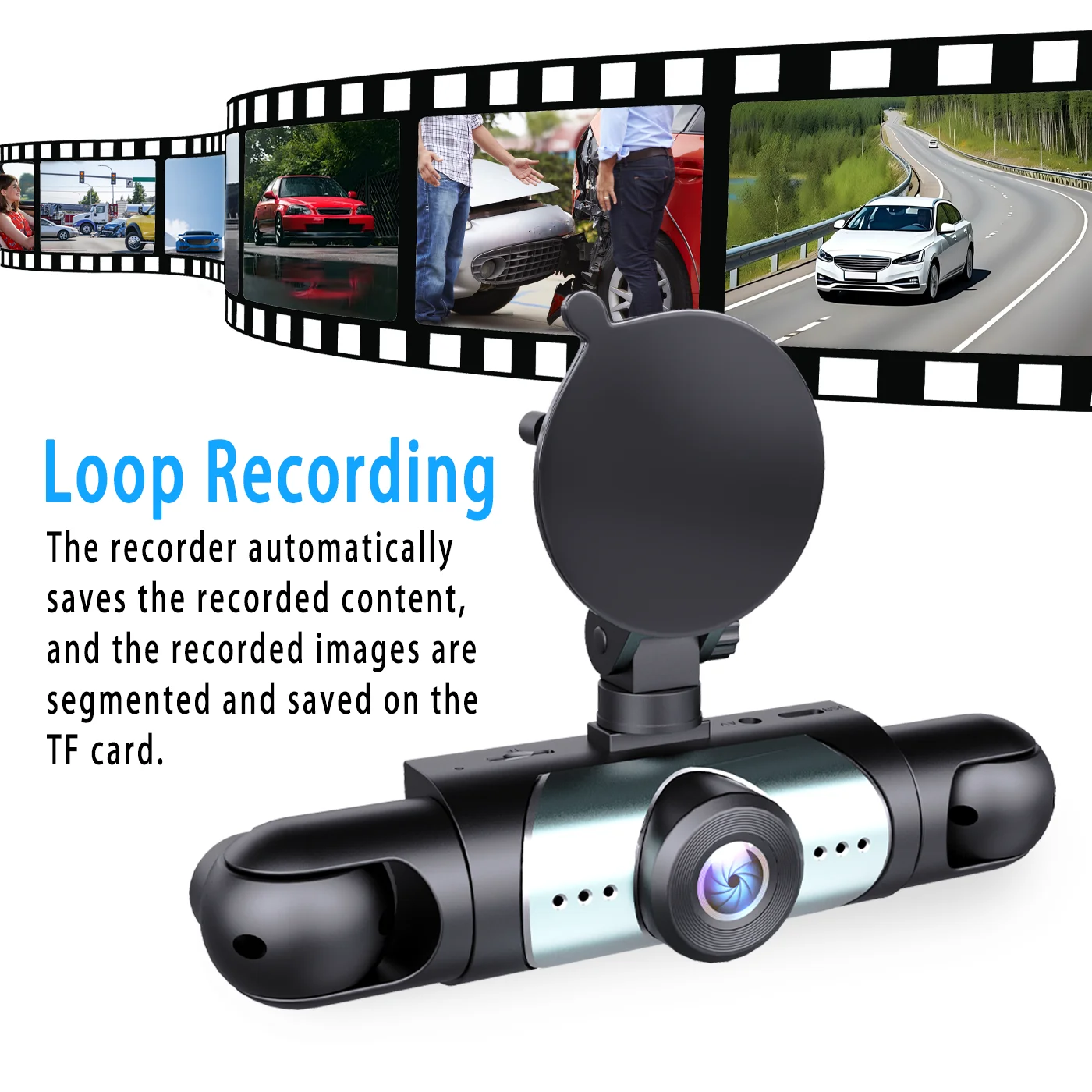 1080P 4-Channel Car DVR with HD Display, Front and Rear Cameras, Night Vision, G-Sensor Loop Recording - USB Rechargeable for Al - Image 5
