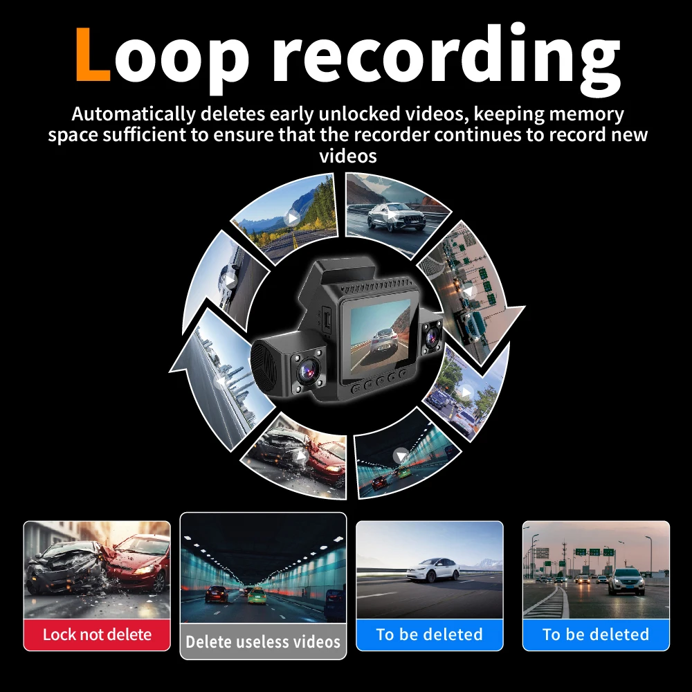 HD1080P Dashcam 2inch IPS 4channels Car Camera Night Vision Recording Auto DVR Loop Dash Recorder Vehicle Accessories - Image 3