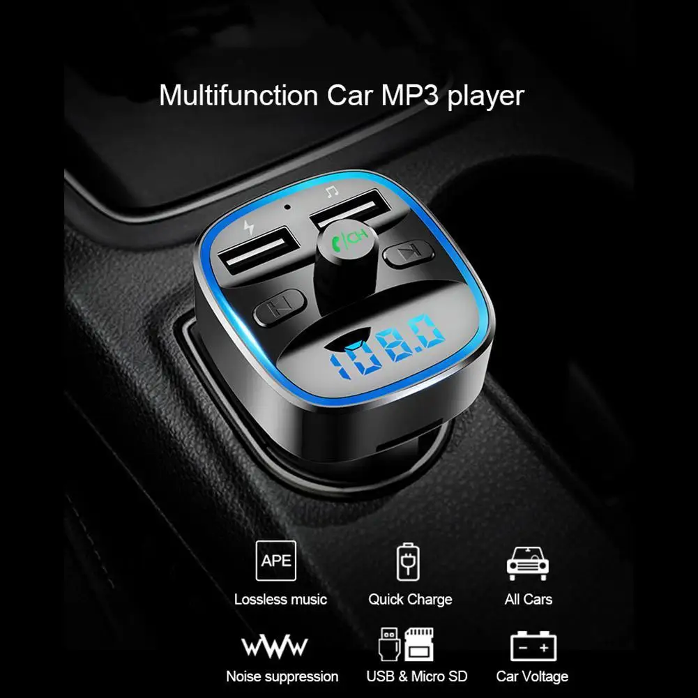 T25 Car Bluetooth 5.0 FM Transmitter MP3 Player Fast Charging Dual USB Charger - Image 3