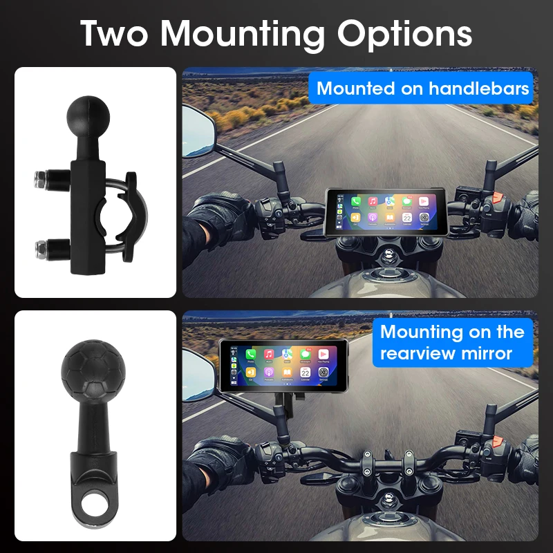 5/7 inch Carplay Motorcycle DVR GPS Navigation Wireless Carplay Android Auto IPX7 Waterproof Moto Display Dual Bluetooth - Image 6