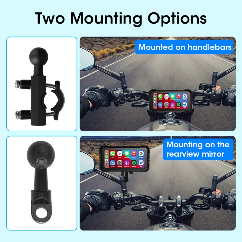 Portable 6.25 inch Motorcycle GPS Navigation Wireless Carplay Android Auto DVR Drive Recorder Moto Monitor WIFI IPX7 Waterproof - Image 6