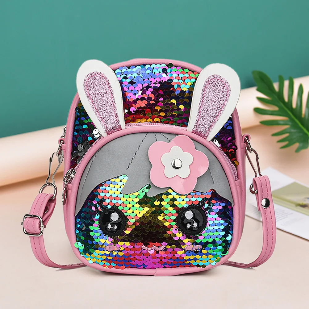 Sequin Rabbit Backpack for Girls Kids Preschool Elementary Bookbag for Elementary Toddler Rabbit Shaped School Supplies W/ Ears - Image 5
