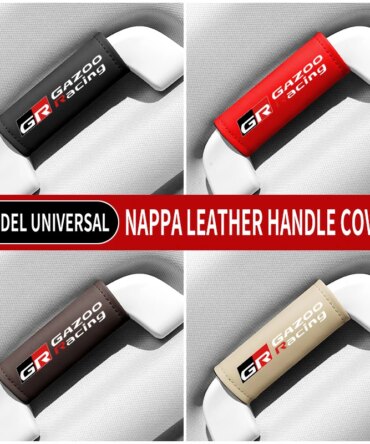 1PC Leather Car Roof Armrest Pull Gloves Door Handle Protection Cover For Gr Gazoo Racing