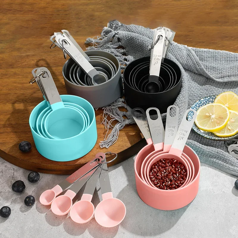 8PCS/set Stainless Steel Measuring Cup and Spoon Set with Scale for Accurate Baking and Cooking Grain Dessert Measuring Tools