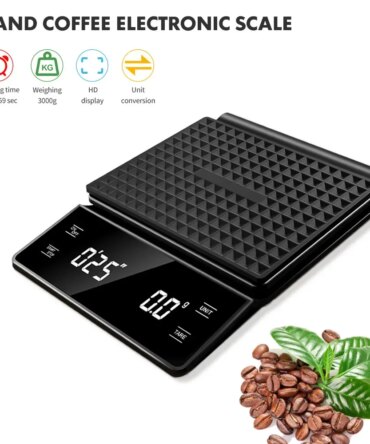 3kg/0.1g Coffee Scale with Timer Kitchen Tools Digital Multifunction Weighing Scale Pour Over Drip Espresso Scale LCD Display