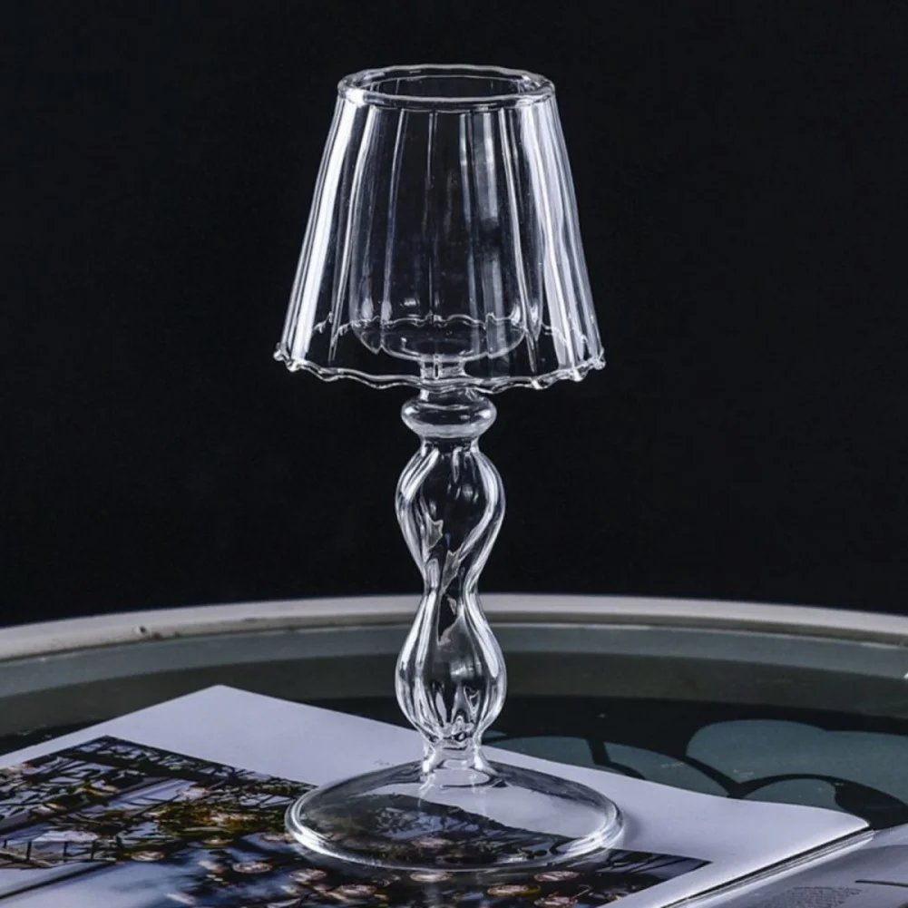 Clear Vintage Glass Candle Holder Romantic Candlelight Table Lamp Shape Candlestick Nordic Wedding Party Desktop Decoration - Image 3