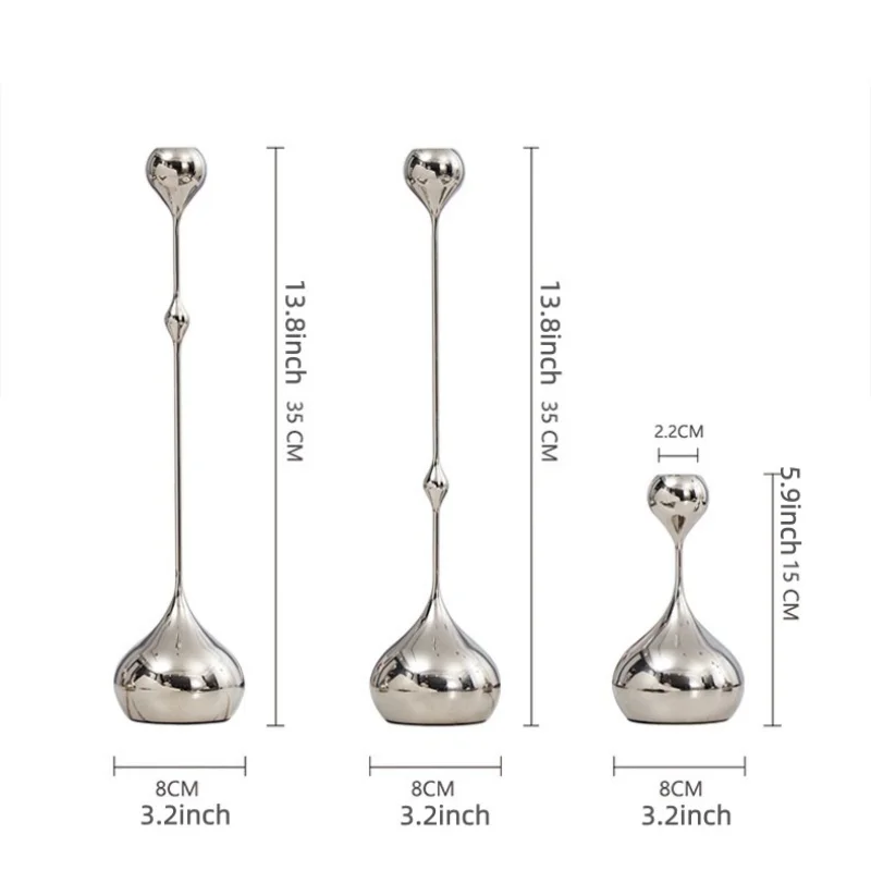 Silver Candle Holder, Metal Candlestick Romantic Art Table Decoration For Home Dining , Wedding Photography Props - Image 6