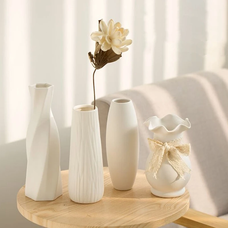 White Ceramic Vases Nordic Decorative Vasen Ornaments Home Living Room Decor Flower Arrangements Sketching Props Desktop Decor - Image 6