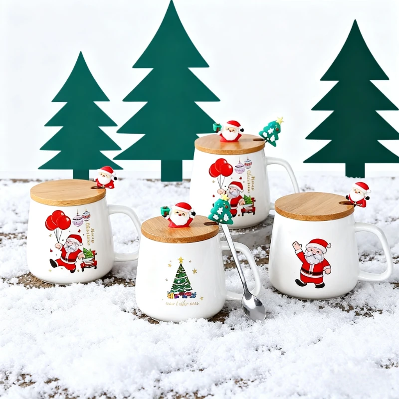 Perfect Christmas Gift! Creative Ceramic Mug Gift, Tree Design, with Lid & Spoon, High Value Mug, Festive Atmosphere Booster! - Image 5