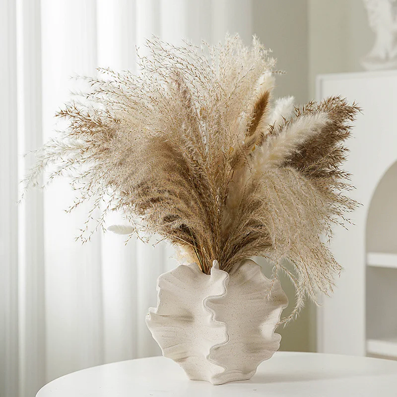 CAPIRON Ceramic Coral Vase Nordic Art Beige Matte Container for Flower Pampas Grass Living Room Tabletop Centerpieces Decoration - Image 3