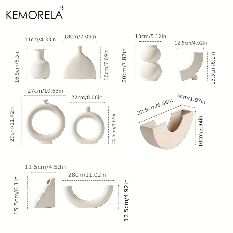 Nordic Ceramic Vase Circular Hollow Donuts Flower Pot Home Living Room Decoration Accessories Interior Office Desktop Decor Gift - Image 3