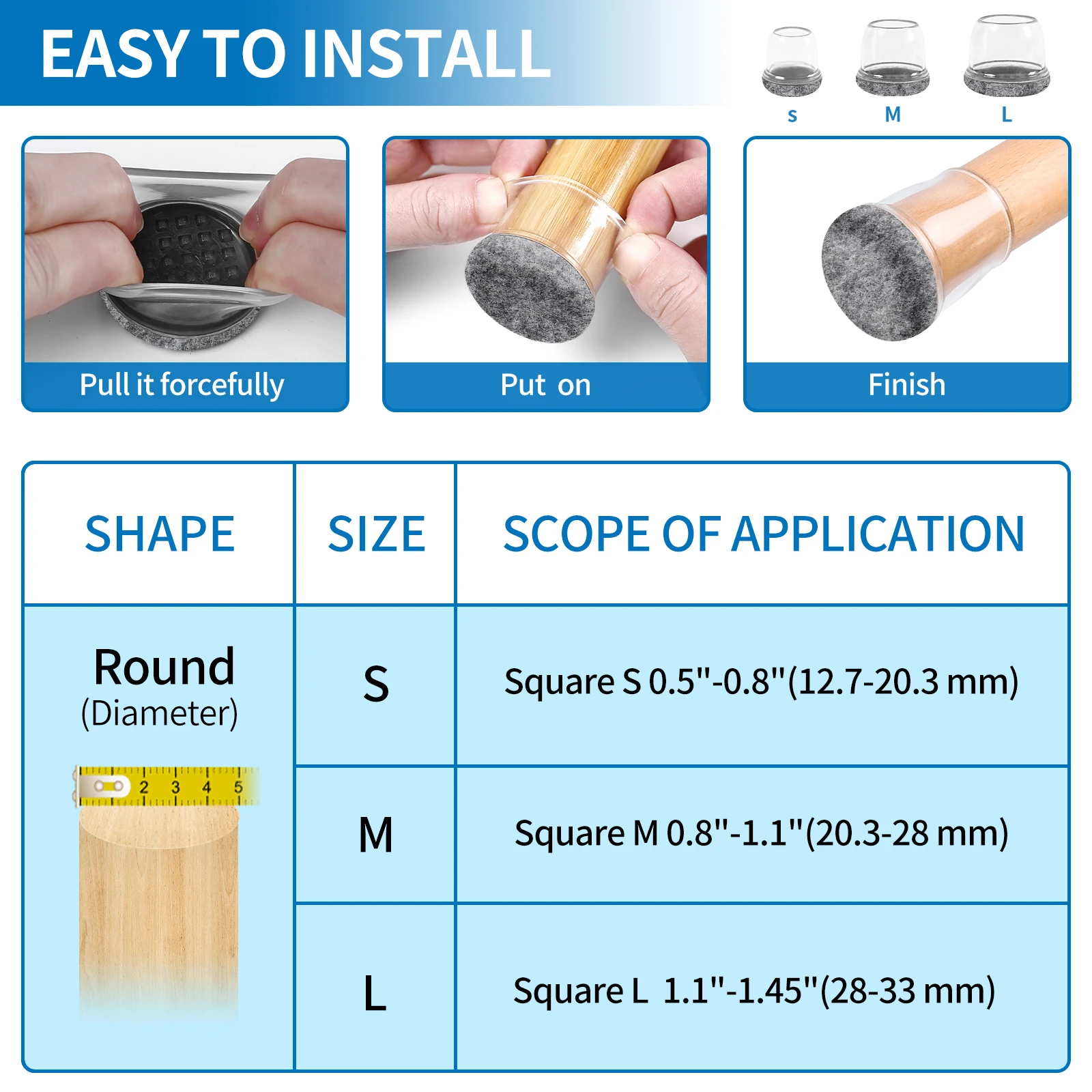 16PCS Silicone Chair Leg Caps Non-Slip Prevent Scratches Silent Hardwood Floor Protector Waterproof Felt Furniture Feet Pad - Image 6