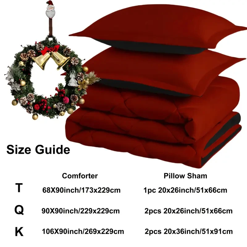 2/3pcs Reversible Comforter Bedding Set, Comforter Set Queen/King Size,For All Seasons, 1 Comforter And 1/2 Pillow Shams - Image 6
