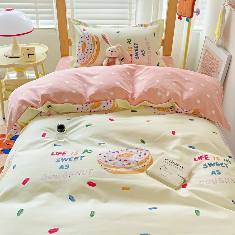 3pcs New Printed Quilt Set for Ladies Bedroom Apartment Student Dormitory Sweet Wind Cartoon (1pc Quilt Set +2pcs Pillowcase) - Image 3
