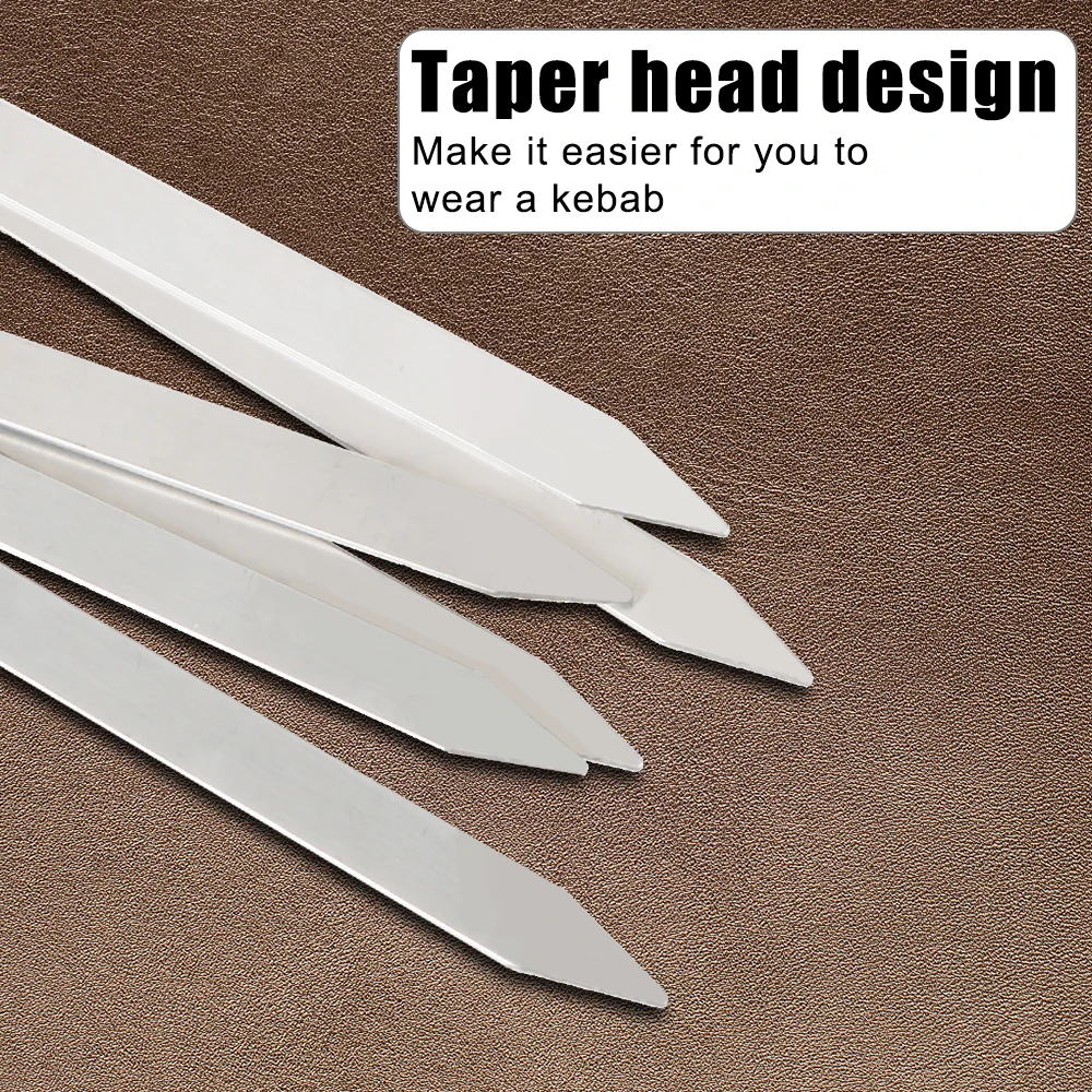 Stainless Steel Barbecue Skewer 6Pcs Wide BBQ Sticks Flat BBQ Fork Outdoor Camping Picnic BBQ Utensil Kitchen Accessories - Image 4