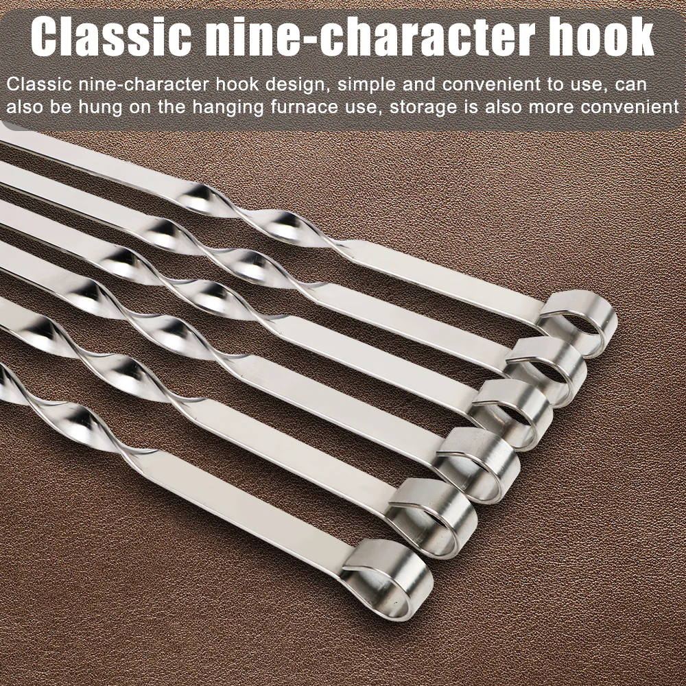 Stainless Steel Barbecue Skewer 6Pcs Wide BBQ Sticks Flat BBQ Fork Outdoor Camping Picnic BBQ Utensil Kitchen Accessories - Image 5